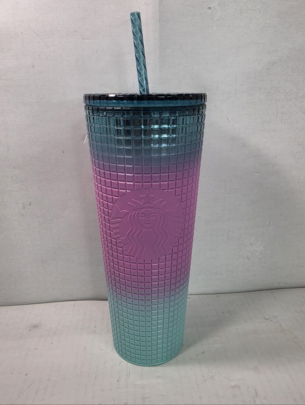 Starbucks 2024 Valentines Tri Color Grid Original Logo 24oz Tumbler w/ Straw